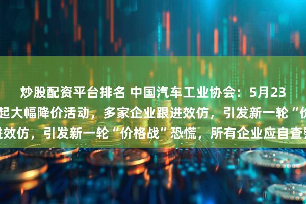 炒股配资平台排名 中国汽车工业协会：5月23日以来，某车企率先发起大幅降价活动，多家企业跟进效仿，引发新一轮“价格战”恐慌，所有企业应自查整改